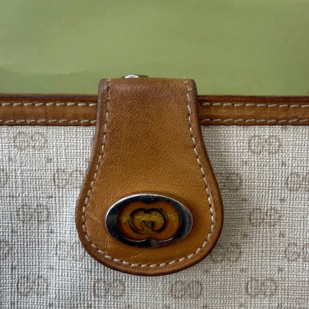 Vintage cream/orange Gucci coated canvas/leather wallet - Picture 2 of 15
